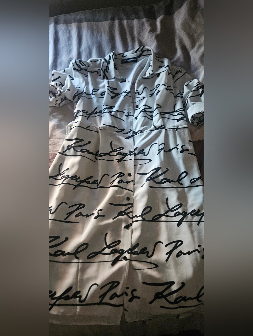 Karl Lagerfeld White Midi Dress with Black Script